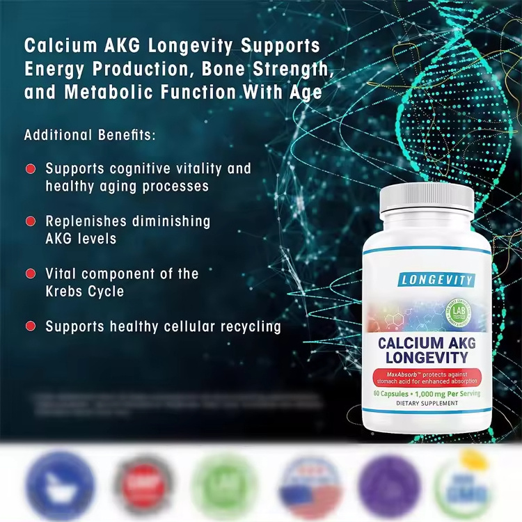 Wholesale Capsules Anti-Aging Calcium alpha-ketoglutarate Bulk Supplement 1000mg CA-AKG Capsules