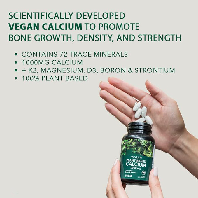 plant fusion vegan calcuim capsules support bones density strength 1000mg calcuim capsules supplement