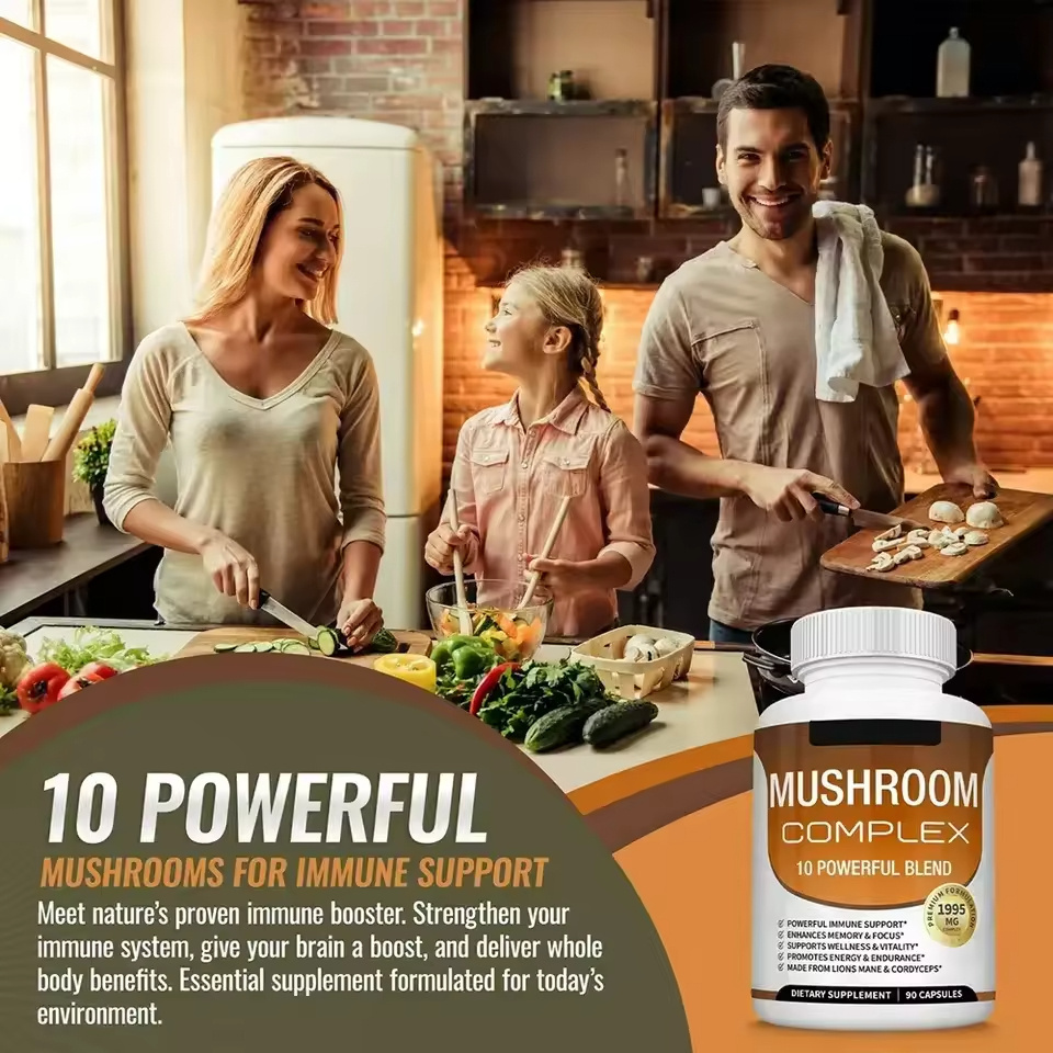 OEM Factory mushroom capsules male Supplements Reishi Lion's Mane mushroom extract ganoderma lucidum Tongkat Ali Capsule