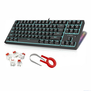 Wholesale TKL 87 Keys red switches backlit computer keyboard wired LED mechanical gaming keyboard