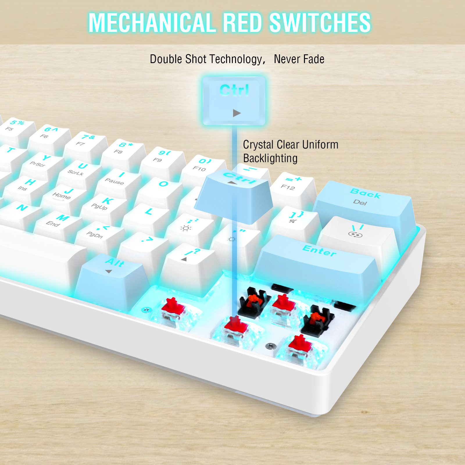 61 Keys red Switches BT and Wired USB Keyboards Programmable mechanical gaming keyboard