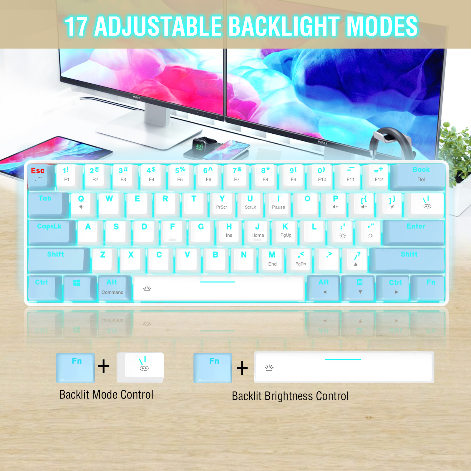 61 Keys red Switches BT and Wired USB Keyboards Programmable mechanical gaming keyboard