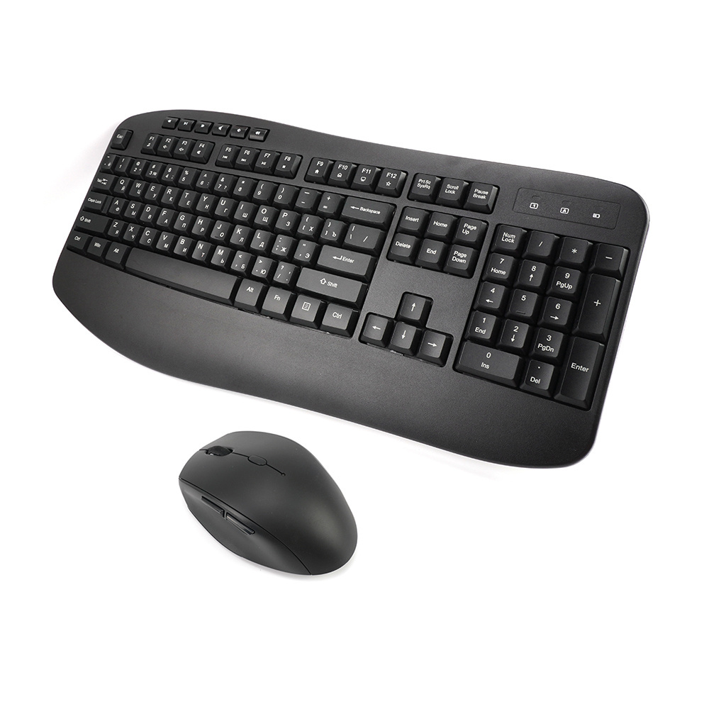 MK345 Compact Ergonomic Russian Wireless Keyboard Mouse Combo 2.4G Wireless Keyboard and Mouse Set for Pc Laptop