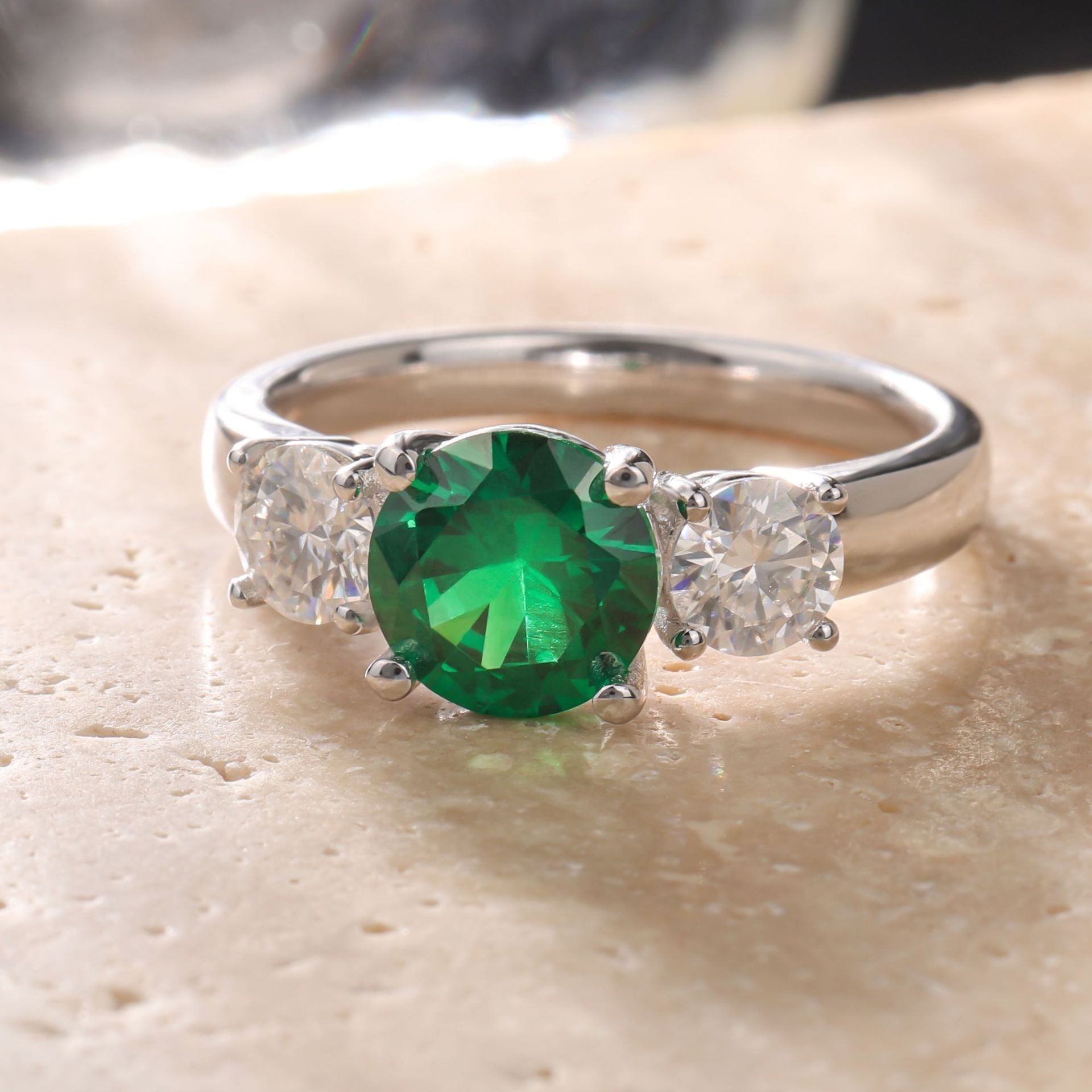 DEYIN New Arrival Fashion Jewelry 925 Silver 2.28ct Colombian Green Emerald Stone Ring Ladies