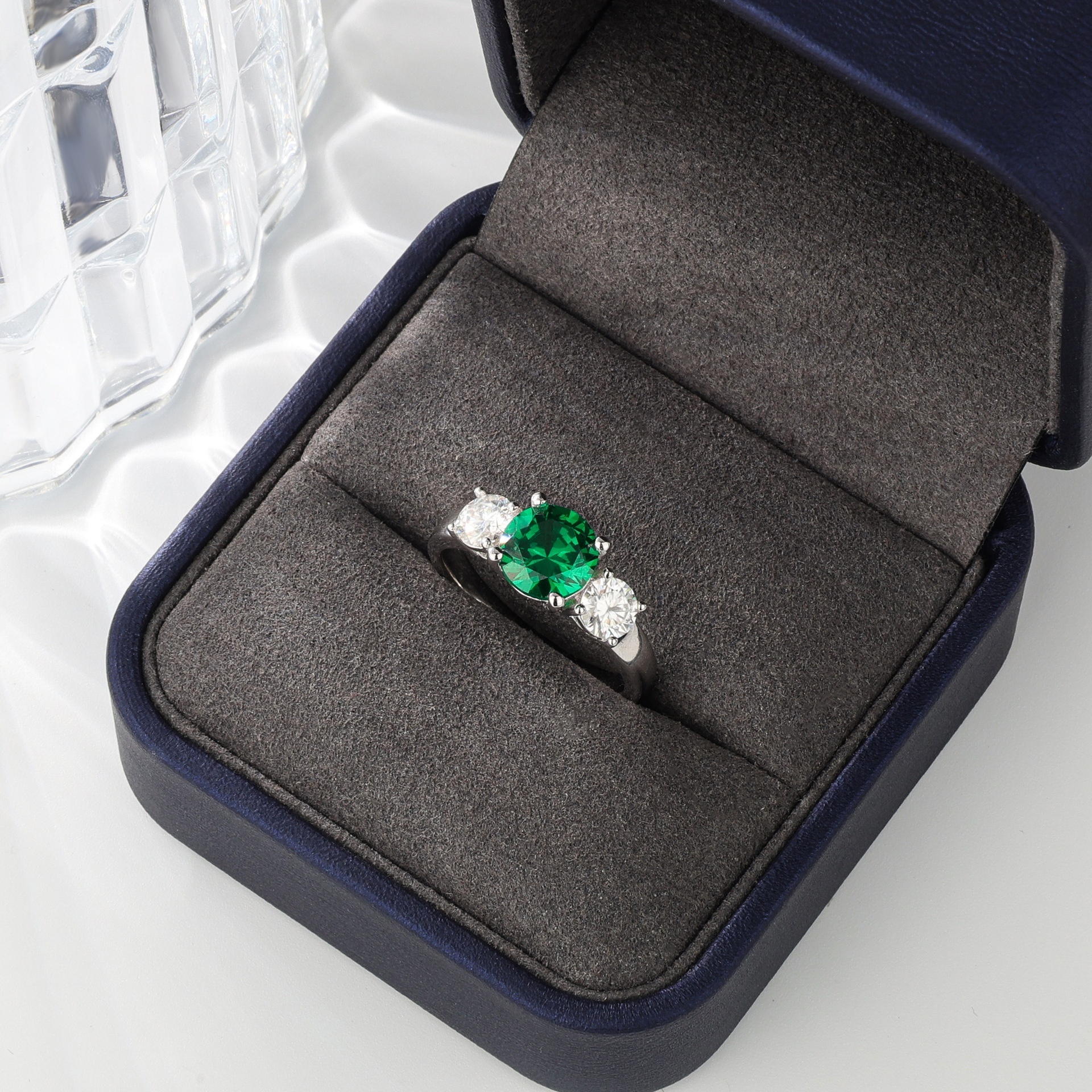 DEYIN New Arrival Fashion Jewelry 925 Silver 2.28ct Colombian Green Emerald Stone Ring Ladies