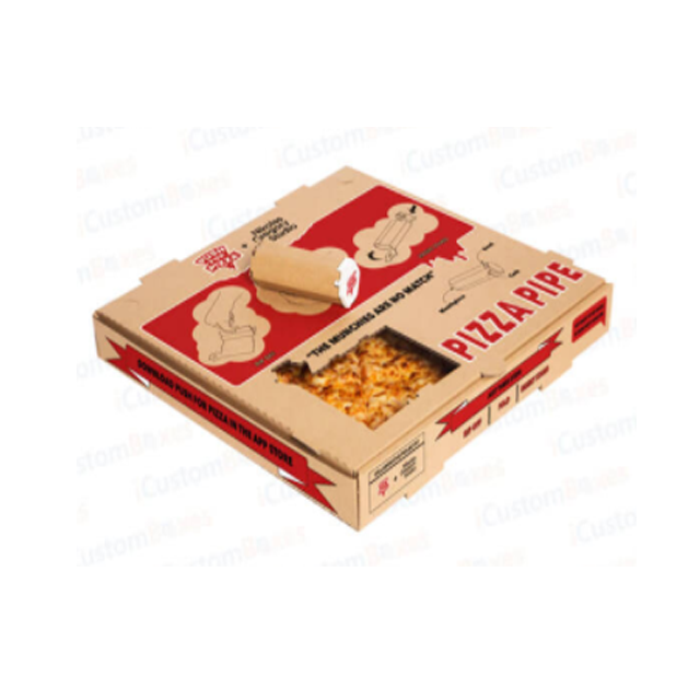 Take Out Kraft Paper Custom Pizza Packing Boxes With Logo Print