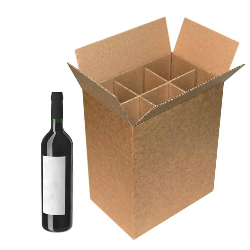 Wholesale Custom Corrugated Paper Shipping Carton Wine  Box Cardboard with dividers