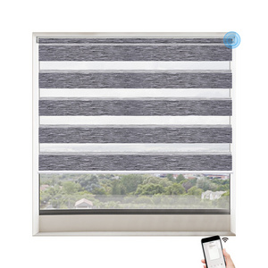 Deyi Smart electrical home indoor decoration double layered sheer and stripped light filtering motorized rolling zebra curtains