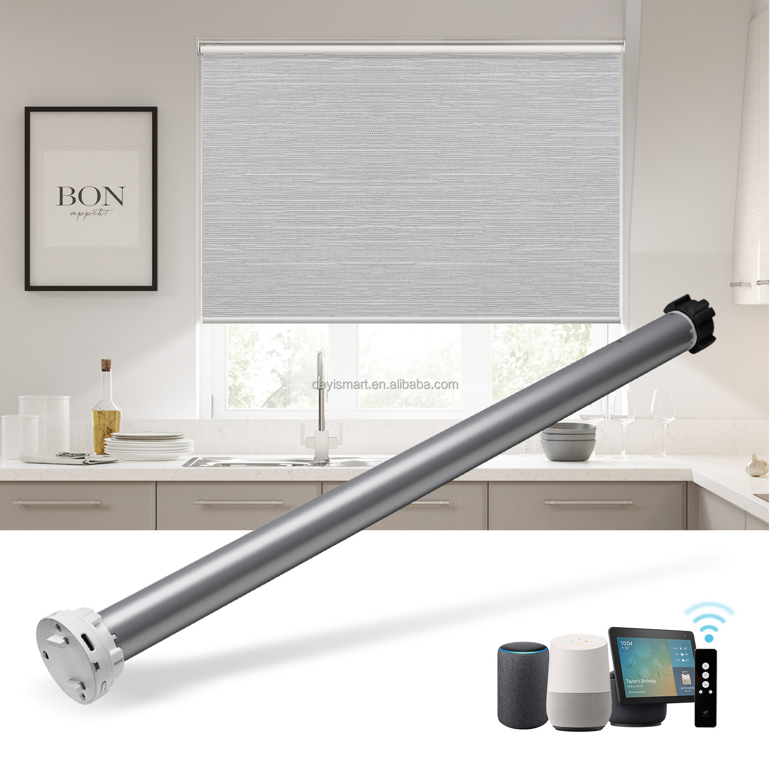 Deyi Smart Home 38mm Motorized Sl 9v/1.7w Solar Panel Powered To Erb25 Battery Roller Blinds Tubular Motor