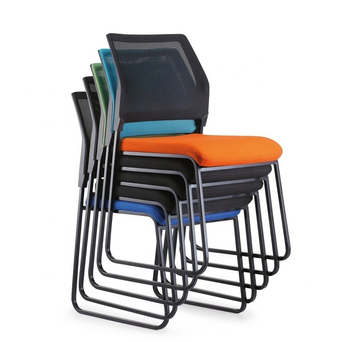 Metal Frame Mesh Fabric Armless Stacking Office Chair Stackable Study Chair Plastic Staff  Conference Room Guest Chair