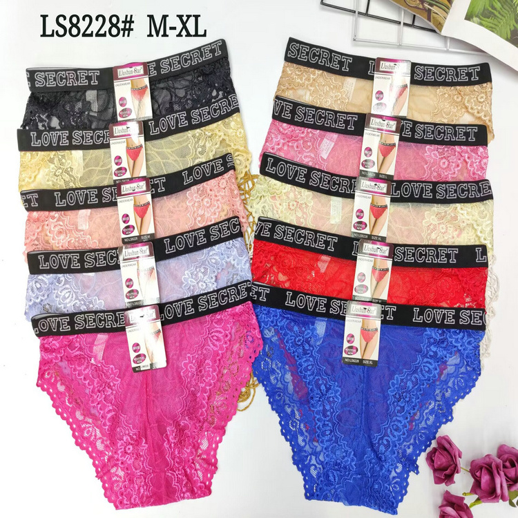 0.42 Dollar Model LAS076 Waist M-XL Ready Ship Transparent Lace Underwear For Girl Teen With All Colors