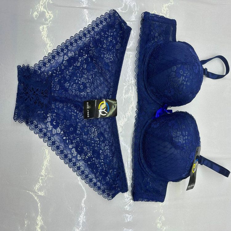 1.5 Dollar Model CG044 Size 36-46 Wholesale Ready Stock Push Up Two Piece Lingerie Hot Floral Lace Pantie And Bra Sets