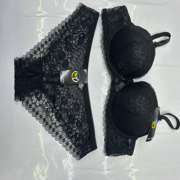 1.5 Dollar Model CG044 Size 36-46 Wholesale Ready Stock Push Up Two Piece Lingerie Hot Floral Lace Pantie And Bra Sets