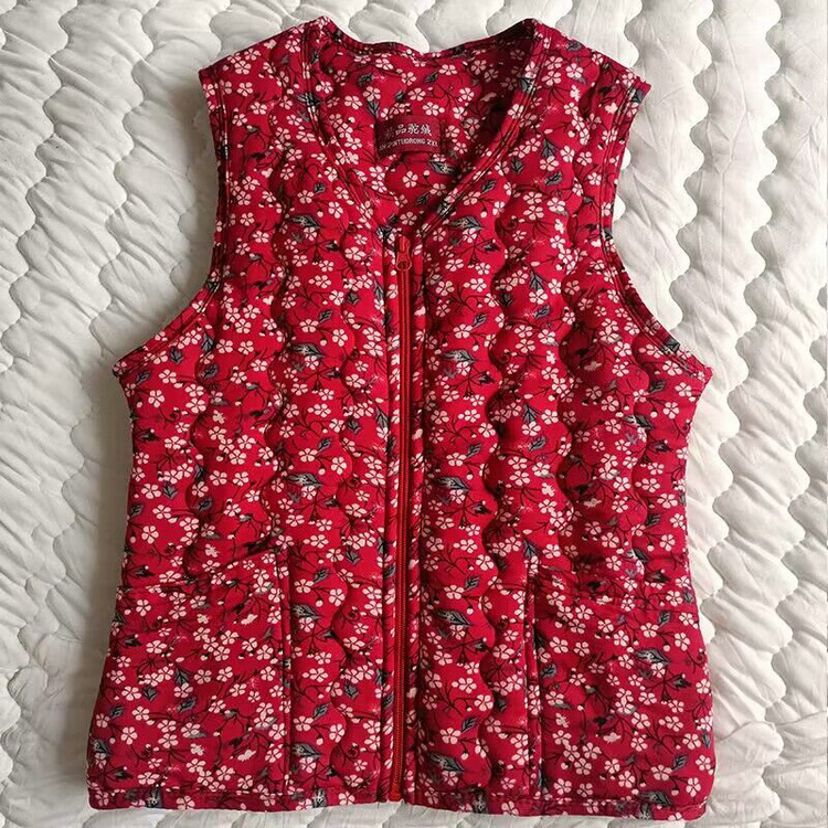 2.72 Dollar Model BXC002 Plus Size 2XL-5XL Wholesale Winter Warm Puffer Ladies Heat Weight Vest With Floral Prints