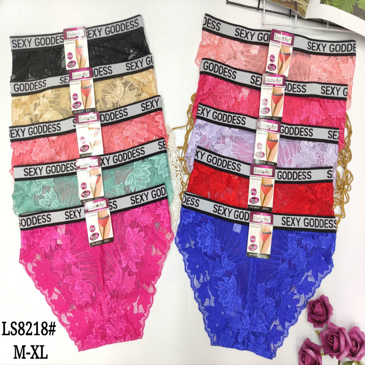 0.42 Dollar Model LAS076 Waist M-XL Ready Ship Transparent Lace Underwear For Girl Teen With All Colors