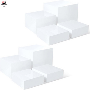 Custom White Acrylic Display Cube Sets 5-Sides Catering Buffet Risers for Wedding Party Food Display Stand