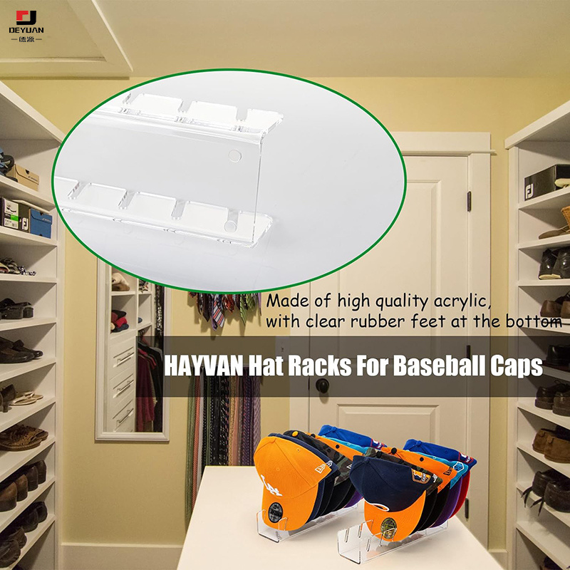 2 Pcs Clear Hat Stand for Baseball Caps Acrylic Hat Organizer Display Holder Install Hat Rack Shelf for Bedroom Closet Dresser