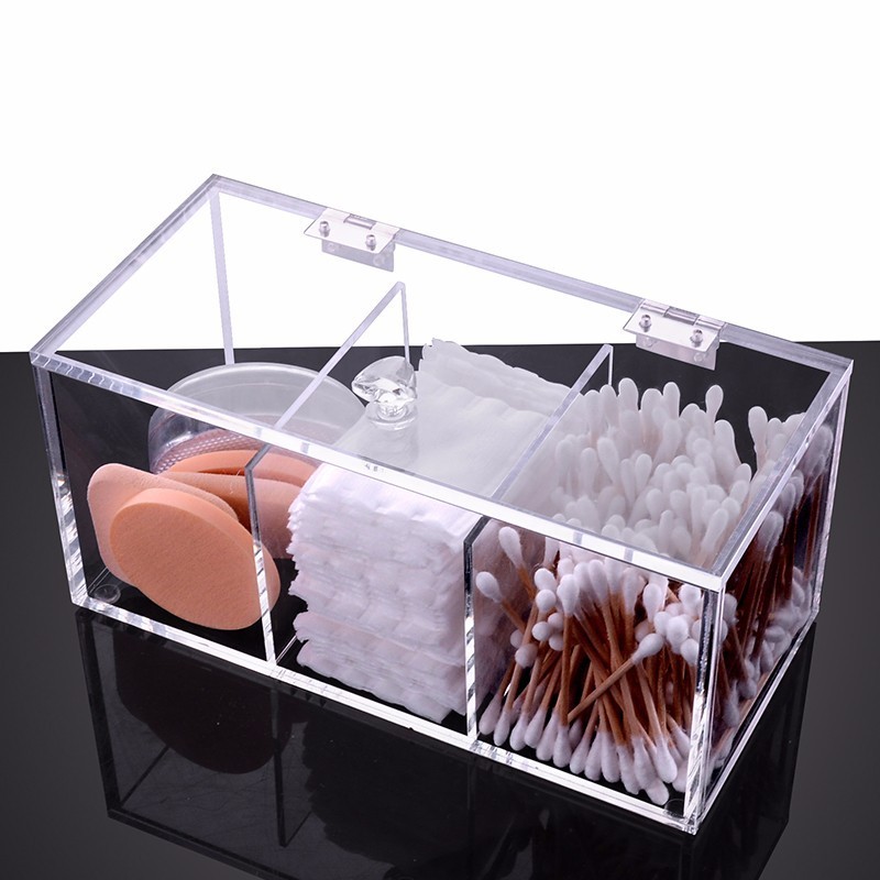 Acrylic Cotton Pad Swabs Box Cosmetic Swab Storage Holder