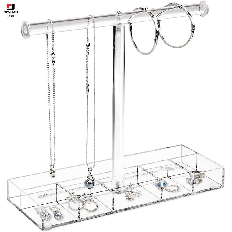 Acrylic Clear Base Jewelry Tier Display Bracelet Display Holder Stand Organizer with Storage Compartments Acrylic Storage Tower