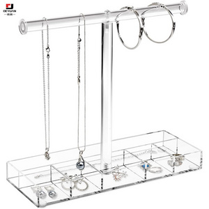 Acrylic Clear Base Jewelry Tier Display Bracelet Display Holder Stand Organizer with Storage Compartments Acrylic Storage Tower