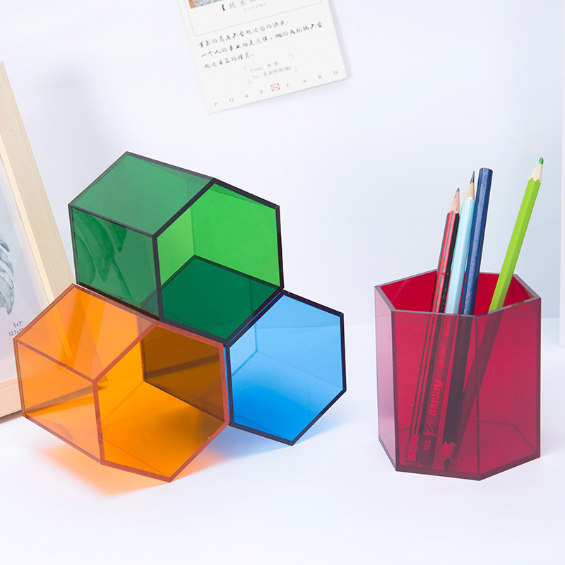 Costom Desk acrylic pen holder  colorful Office Pencil Display Stand