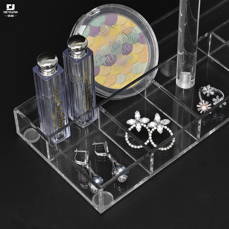 Acrylic Clear Base Jewelry Tier Display Bracelet Display Holder Stand Organizer with Storage Compartments Acrylic Storage Tower