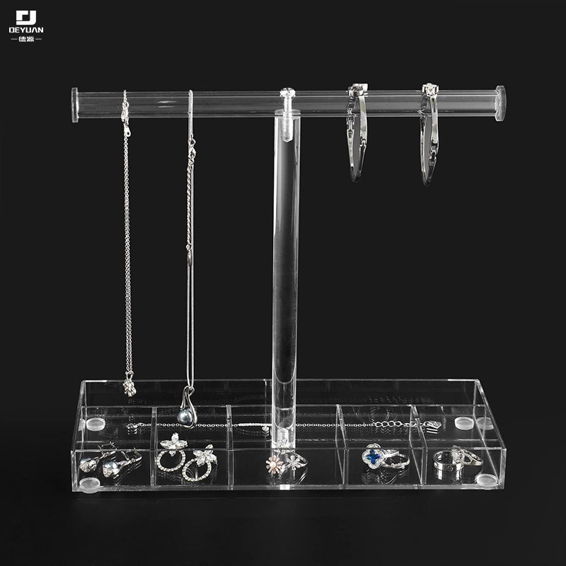 Acrylic Clear Base Jewelry Tier Display Bracelet Display Holder Stand Organizer with Storage Compartments Acrylic Storage Tower