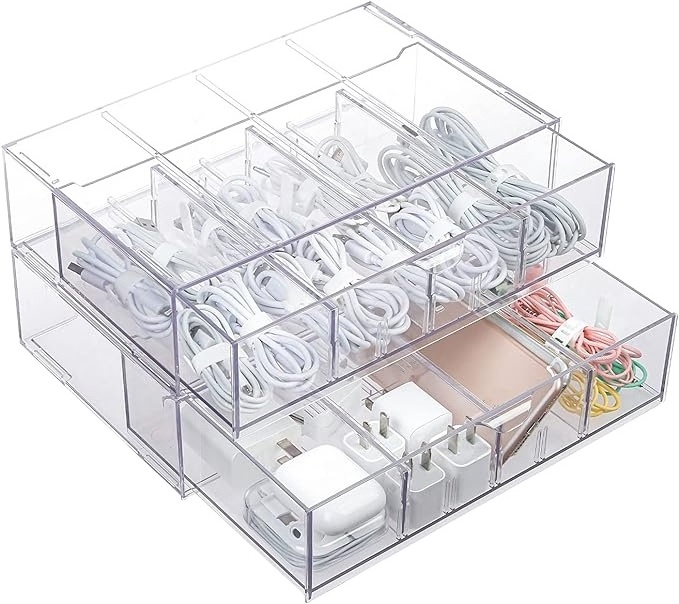 Large Standing Clear acrylic Office Drawer Organizer Drawer Pen Pencil Holder Desk Accessories Storage Display Drawers For Home,