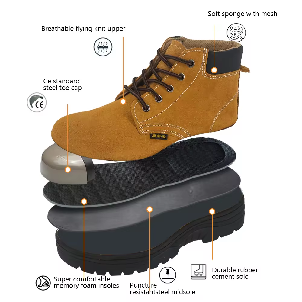 SAILGOOD Lace-Up Safety Boots Waterproof Steel Toe Work Safety Shoes for Men