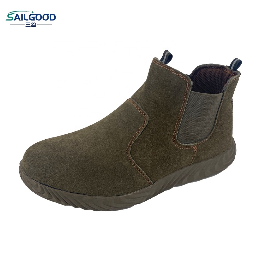 SAILGOOD Construction Cat Non Shoelace Safety Work Boots for Men Wholesale Rubber Sole Industrial Men's