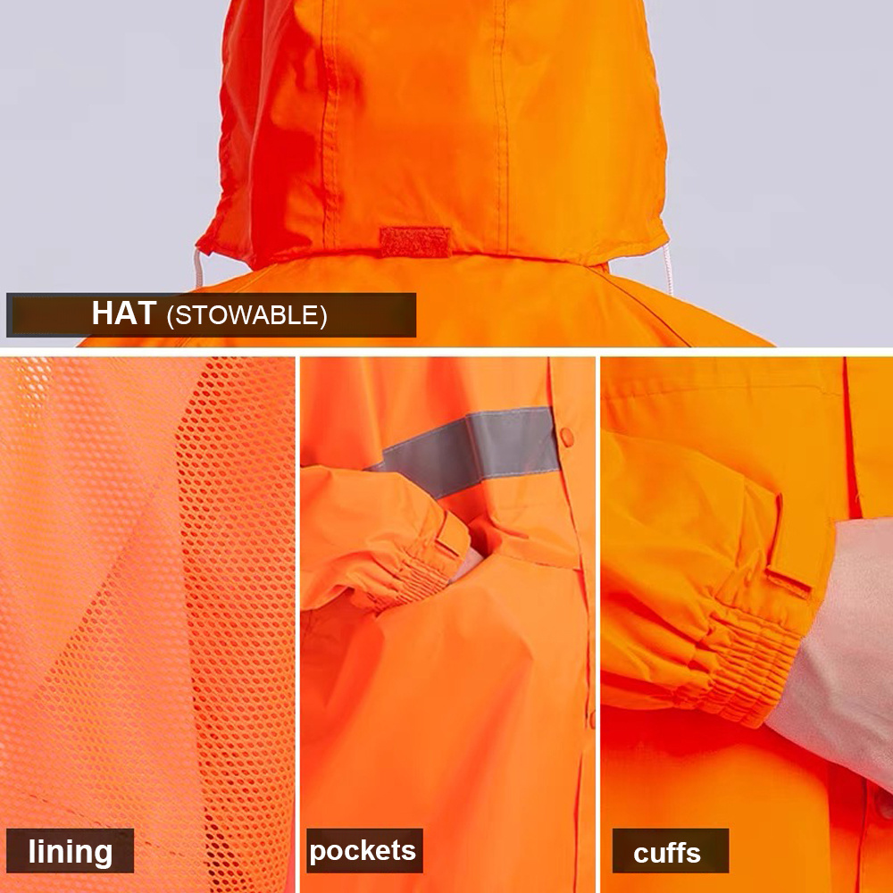 SAILGOOD  High Visibility Reflective Safety Jacket Lightweight Rain Gear Waterproof Rain Jacket with Pants Rain Suit