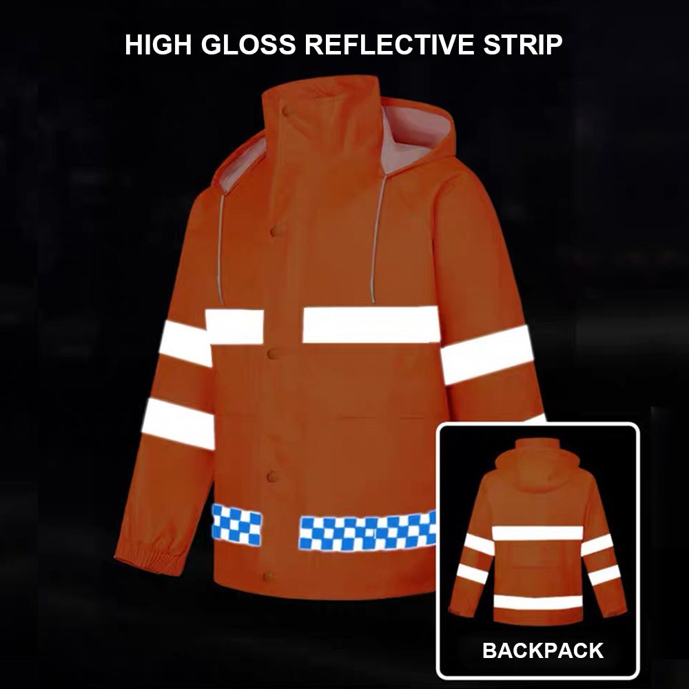 SAILGOOD  High Visibility Reflective Safety Jacket Lightweight Rain Gear Waterproof Rain Jacket with Pants Rain Suit