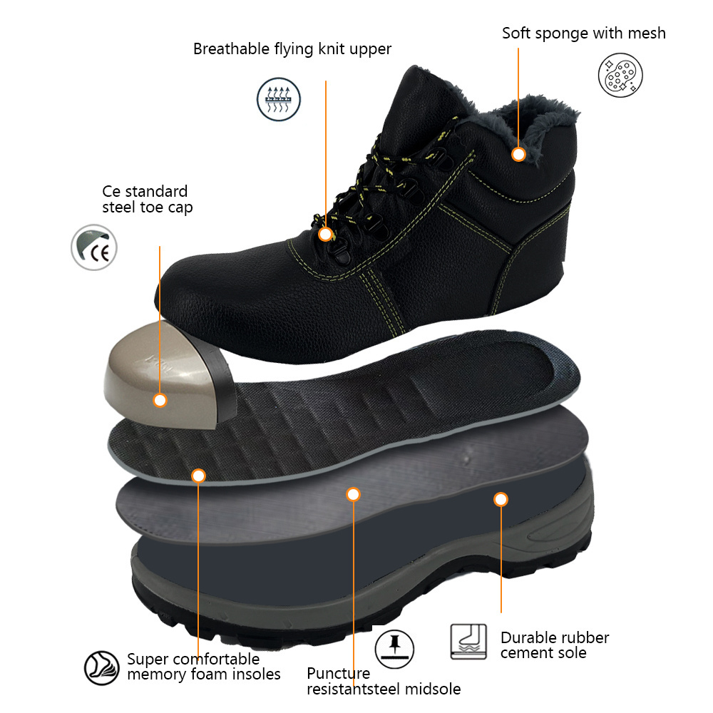 SAILGOOD Factory Wholesale Cotton Clamping Warm Indestructible Safety Boots Steel Toe Work Industrial