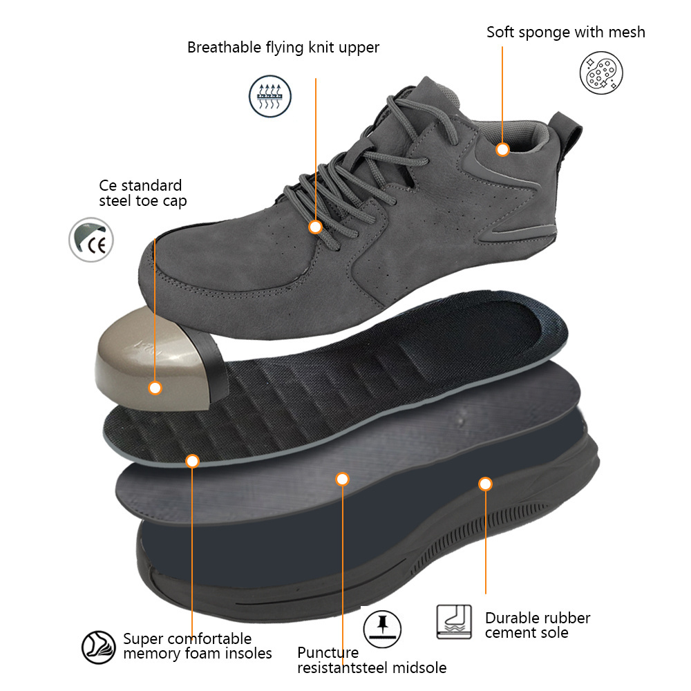 SAILGOOD Heavy Duty Safety Boots Steel Toe for Men with Metal Soft Lightweight Sturdy Non Slip Steel