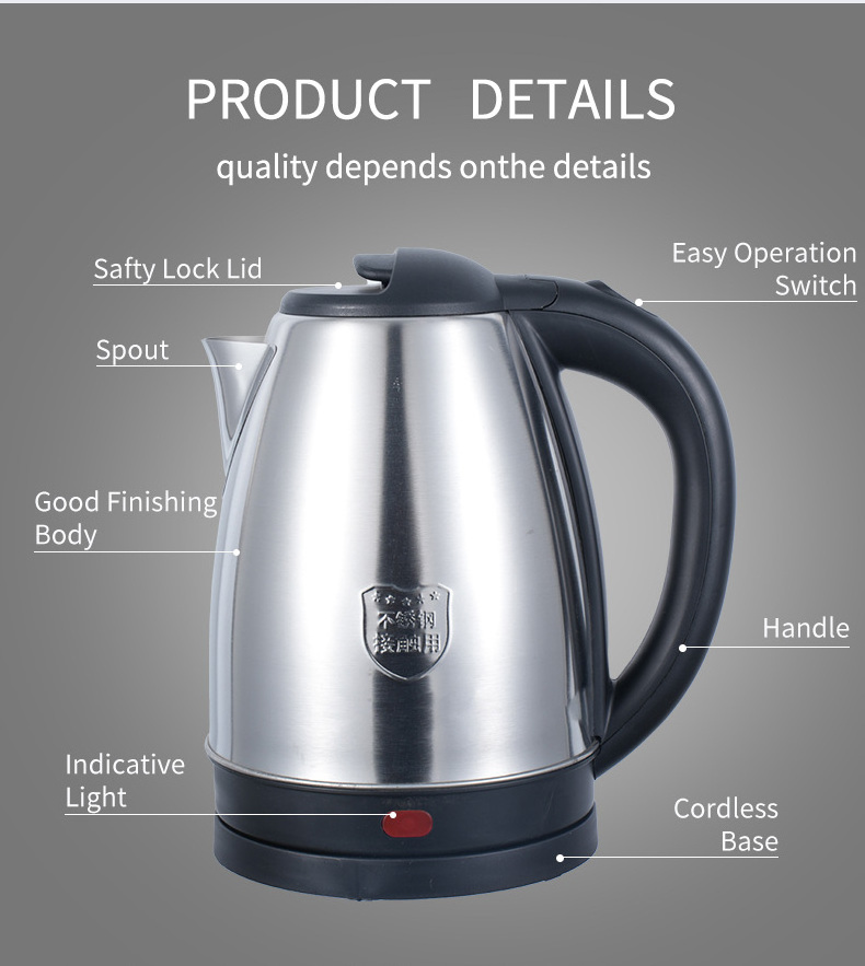 Portable Home Appliance Water electric kettles for household 1.8l Heating 1500w Stainless Steel Electric Kettle