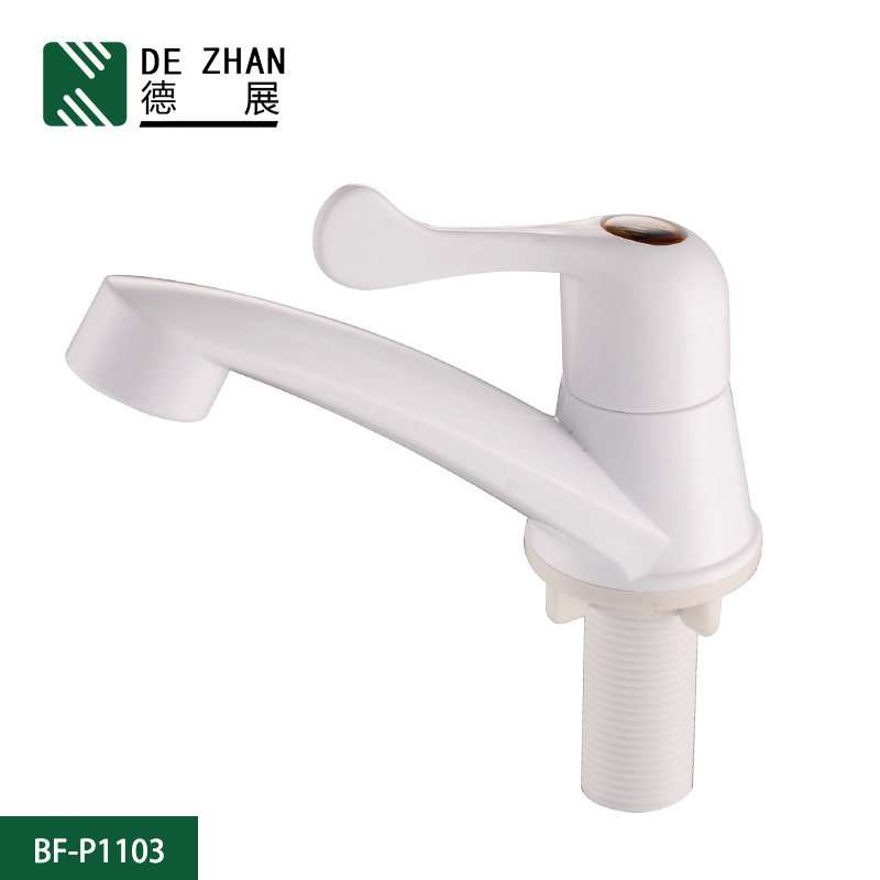 Classic Wall Mounted Single Handle White Plastic Faucet Water Tap in Basin Faucets