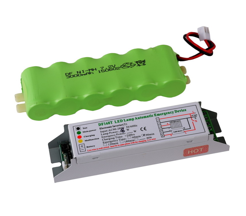 emergency led driver 168T and emergency battery pack NiCd 7.2v3000mAh for -30C low temperature