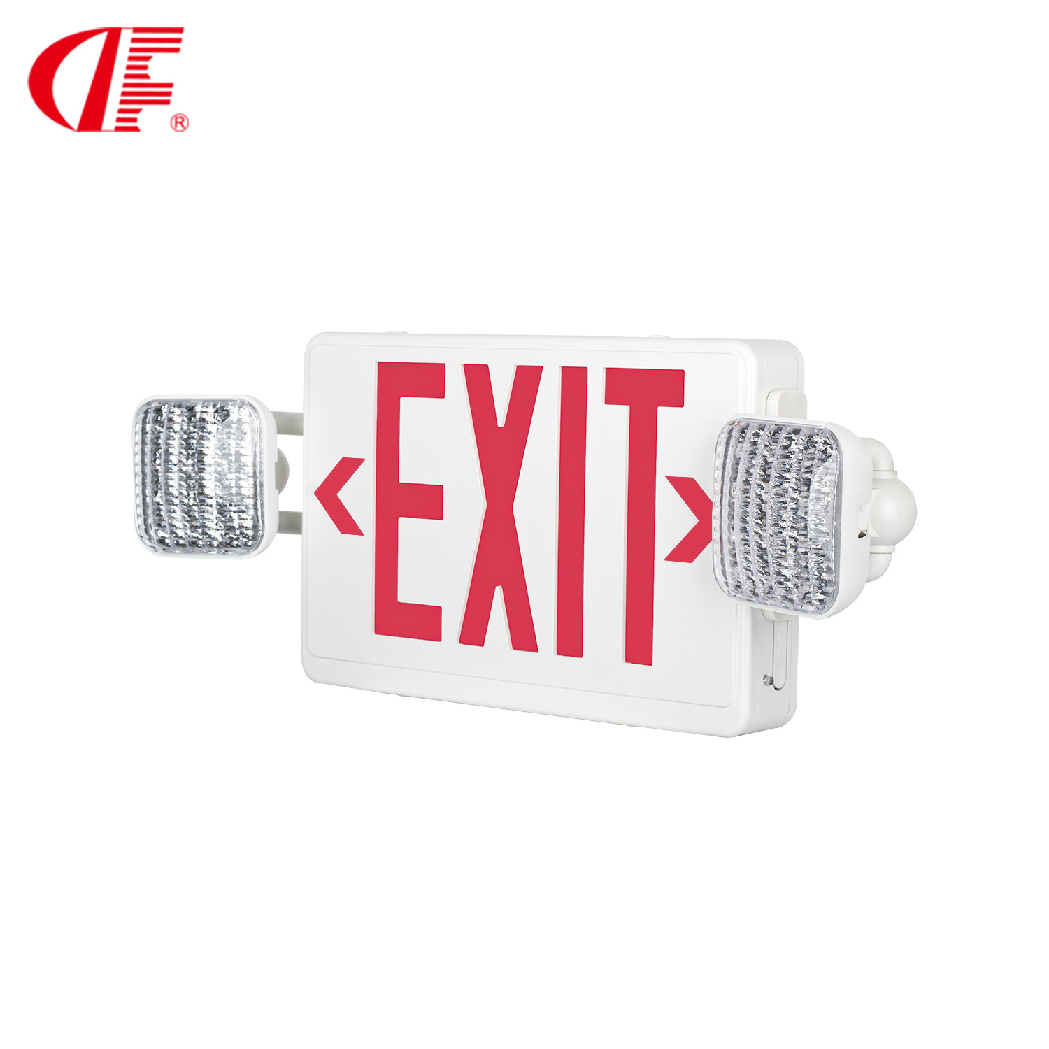 Red Led Emergency Exit Sign Lights Combo With Battery Backup UL Certified 2 LED Adjustable Head 120/277VAC For Business