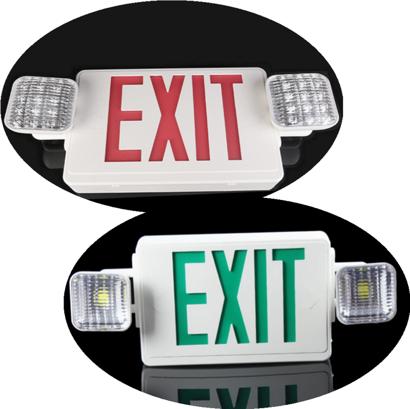 UL Double Head Lighting 2*3w3hs Composite Emergency Lighting Exit Sign Lighting USA LED Plastic Lithium Battery