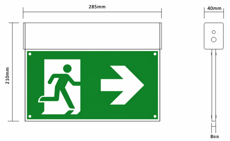 European standard safety exit sign light fire emergency light power failure lighting 3W3 hours CE certificate