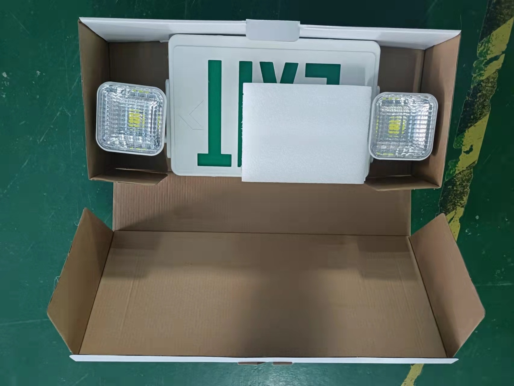 UL green word exit sign combo Double head lamp emergency lighting