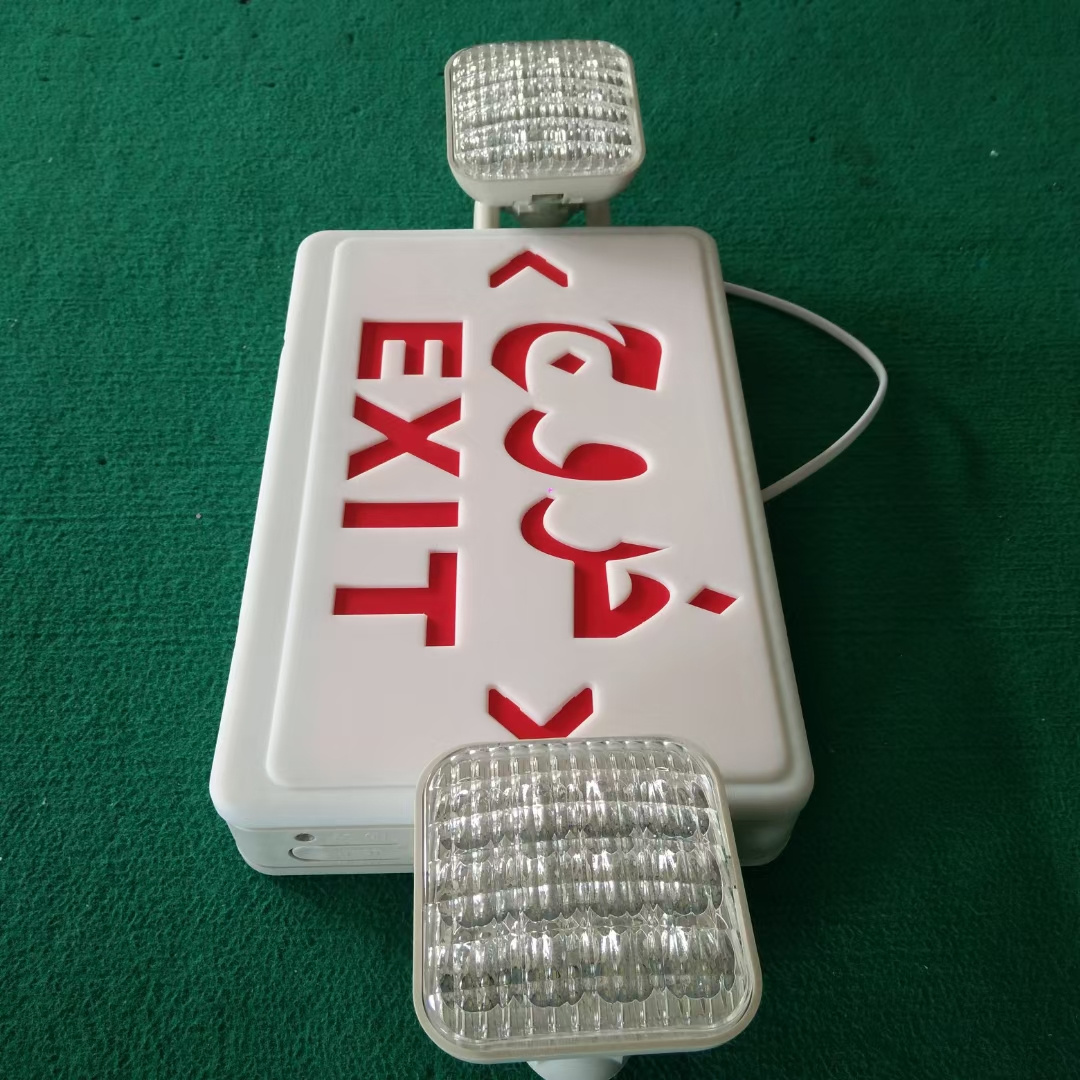 UL Double Head Lighting 2*3w3hs Composite Emergency Lighting Exit Sign Lighting USA LED Plastic Lithium Battery