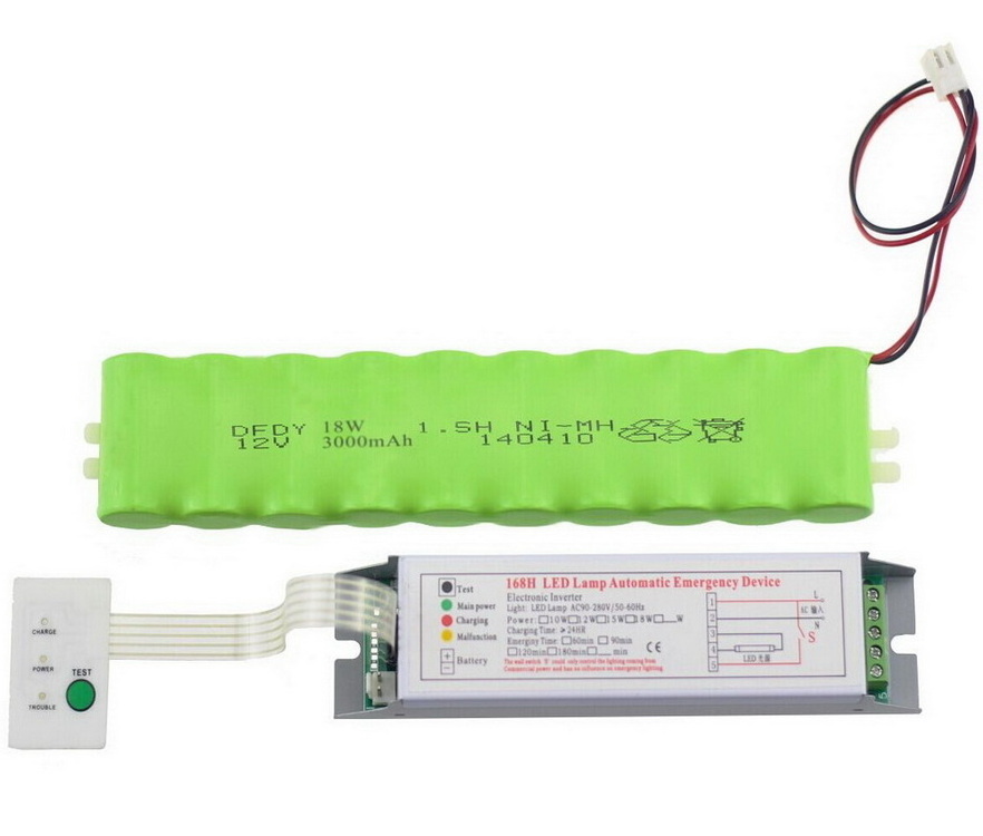 emergency led driver 168T and emergency battery pack NiCd 7.2v3000mAh for -30C low temperature