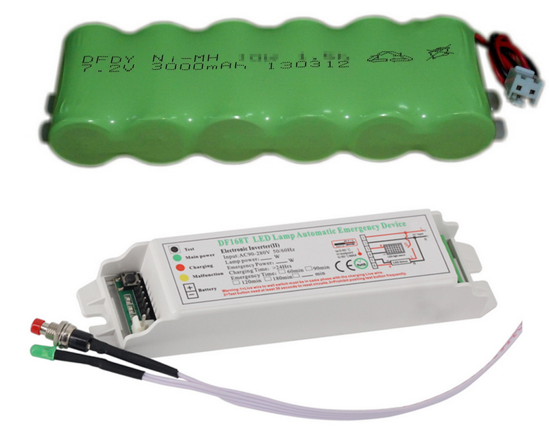 emergency led driver 168T and emergency battery pack NiCd 7.2v3000mAh for -30C low temperature