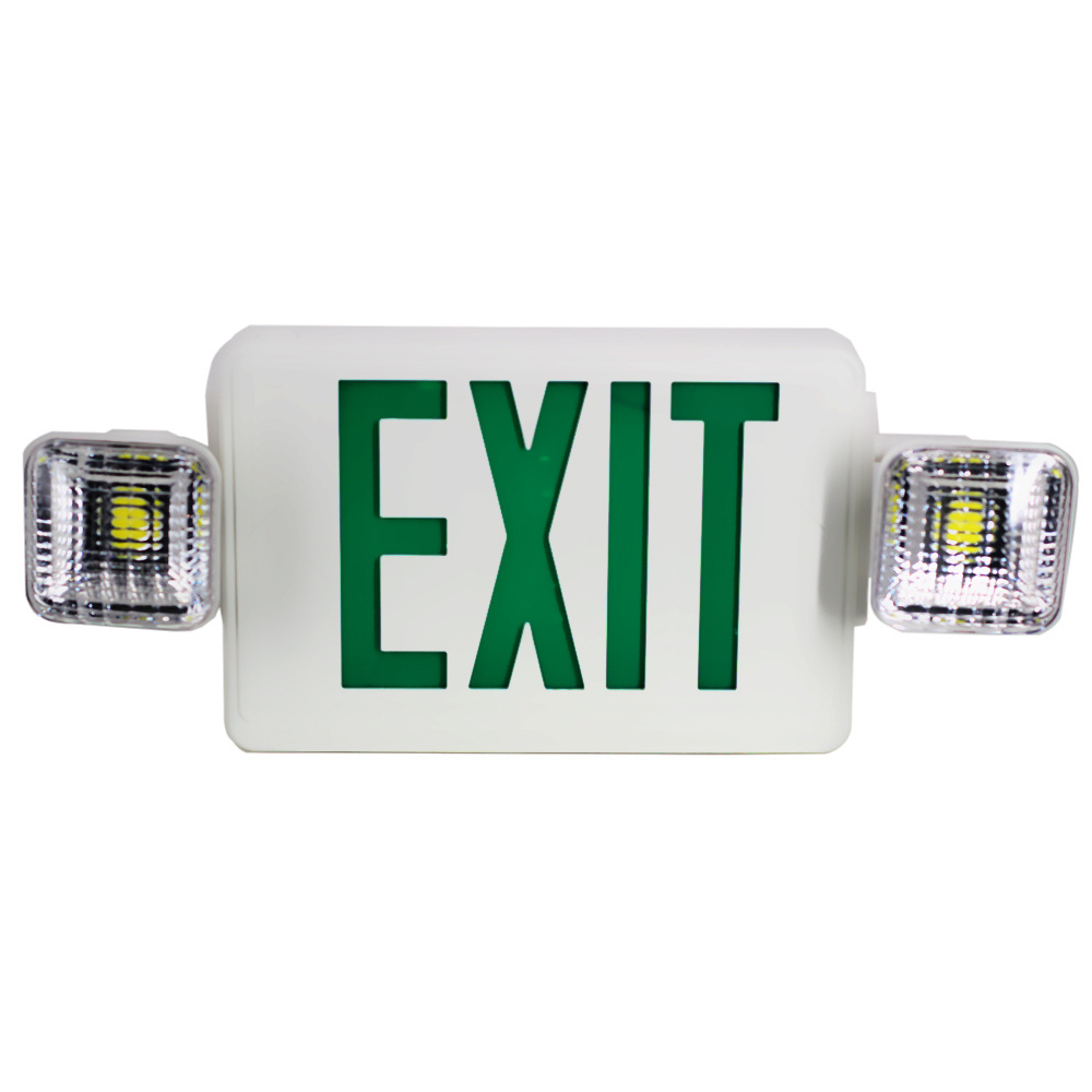 UL green word exit sign combo Double head lamp emergency lighting