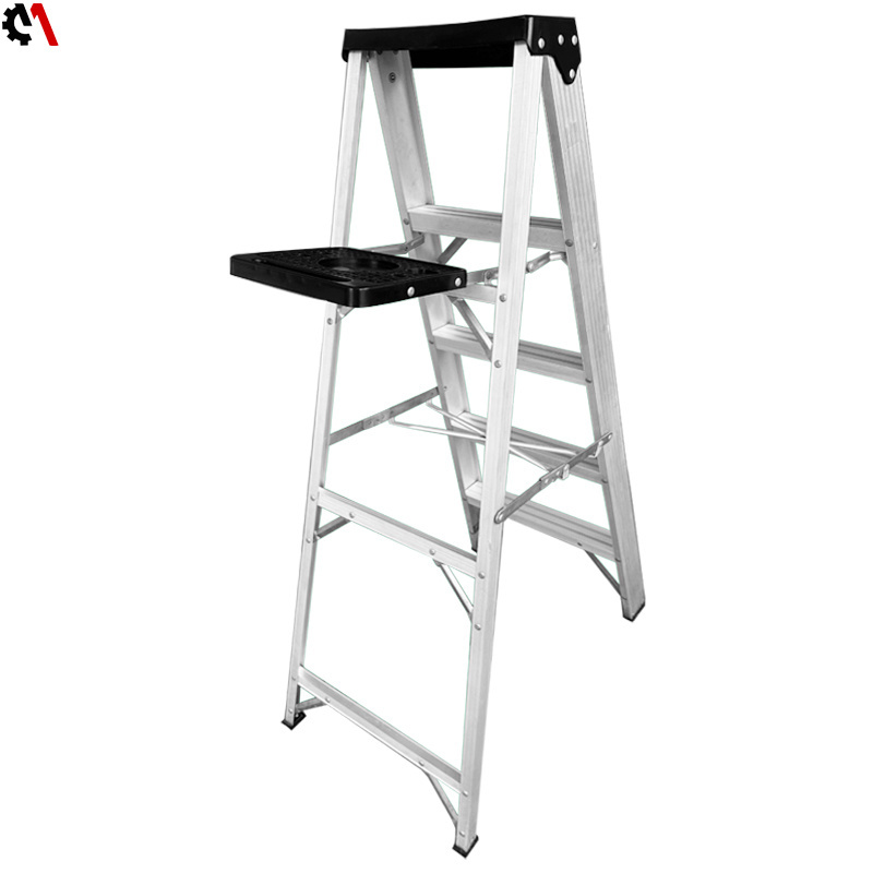 household step ladder multi-use aluminum ladder folding sliver contemporary aluminum alloy folding ladder match 100pcs