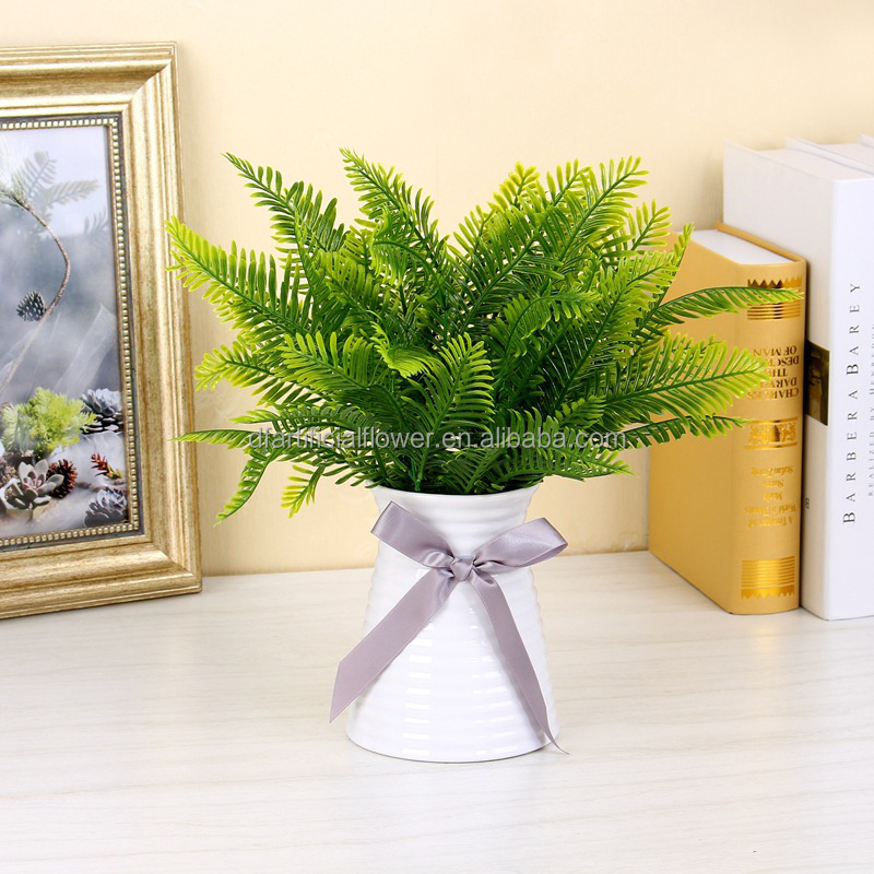 E06 Wedding Indoor Outdoor Home Garden Decor Shrubs Bushes Persian Grass  Plants Plastic Artificial Fern Leaves