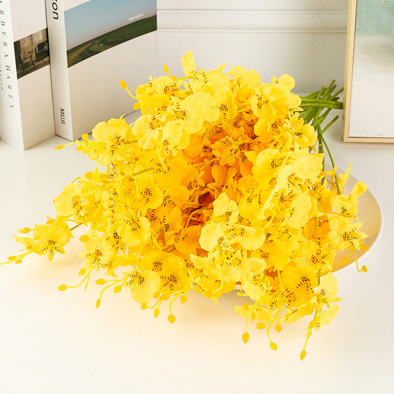 H31 Yellow Artificial Flowers Wholesale Artificial  Orchid Flower Dancing Lady Butterfly Decorative Flowers