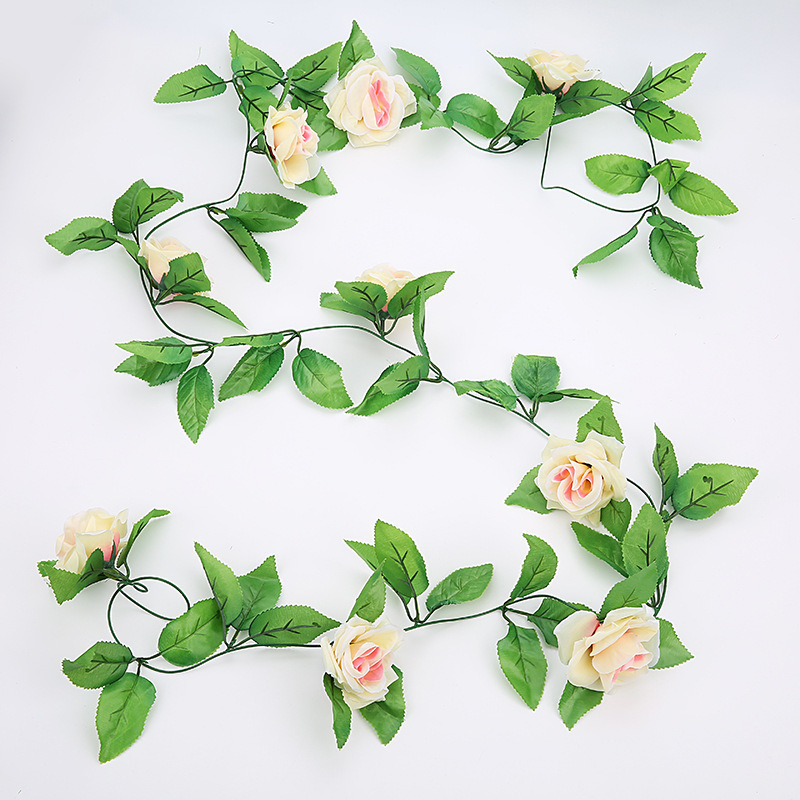 Trending Products Rose Vine 245cm Red Roses Flowers Artificial Home Wedding Flower Rose Wall Rattan Decoration