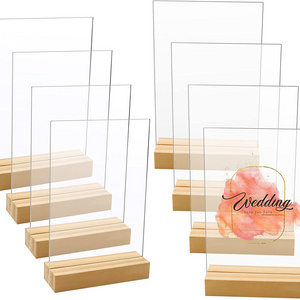 Hot Sale Menu Holder Stand Acrylic With Wood Base  Acrylic Holder For  Restaurant